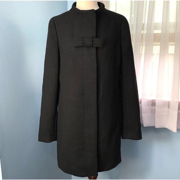 J. Crew Factory Black Wool Bow Coat Size 4 - Picture 3 of 12